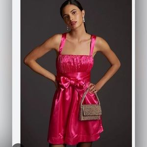 NWT Anthropologie Maeve Bow Tie Satin Mini Dress